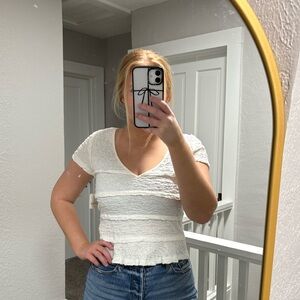 Free People Smocked Ruffle Crop Top